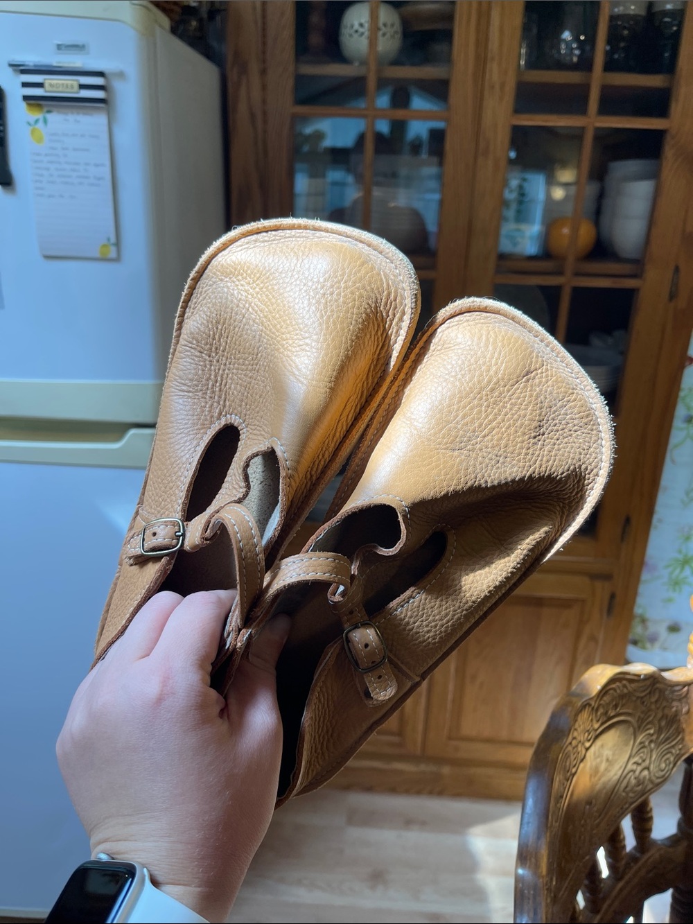 everleigh Tan Leather Mary Jane Flats with Buckle